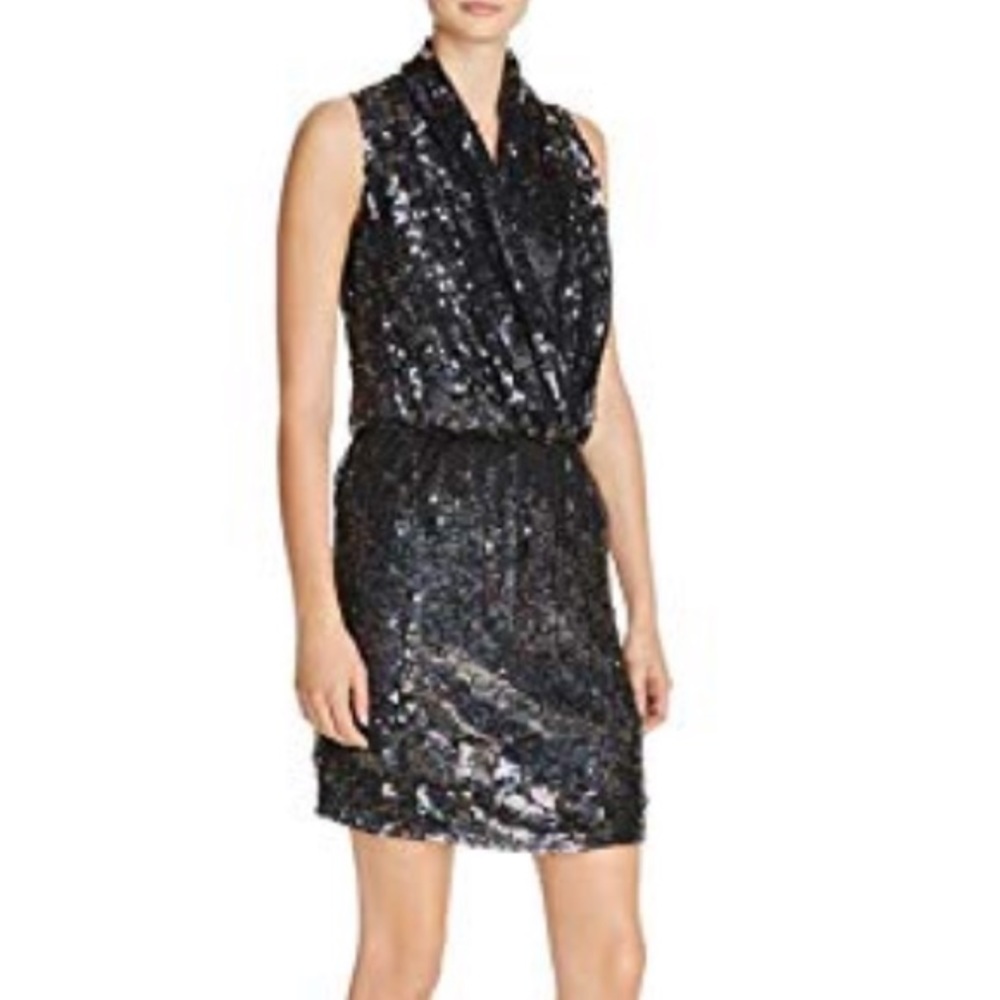 Parker Lysette Party Black Sequined Cocktail Dress